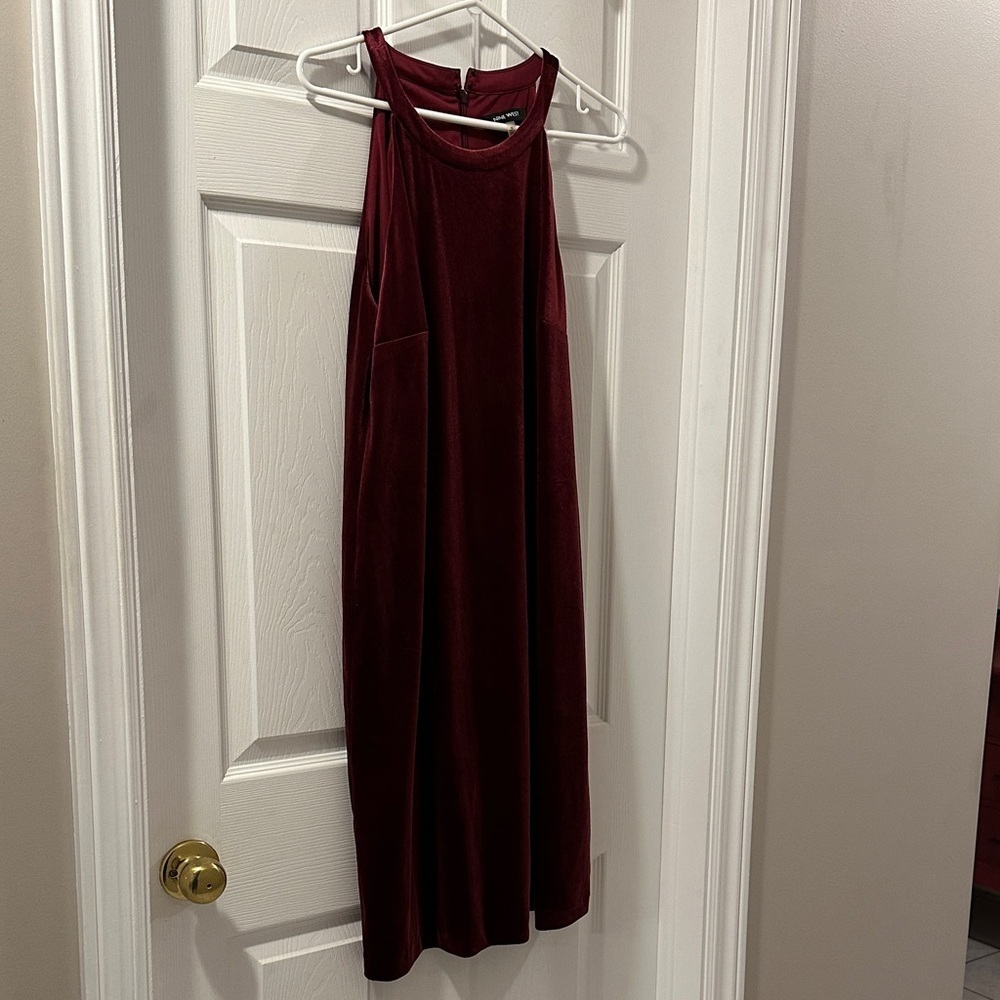NINE WEST Velvet Wine Dress Sz 16 Formal Feminine Elegant Date Night Wedding EUC - Picture 3 of 8